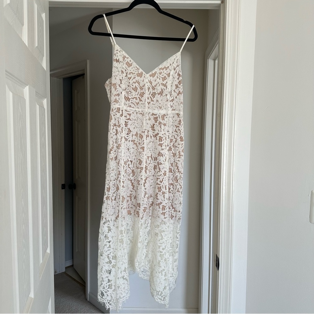 Lulus One Wish White Lace Midi Dress